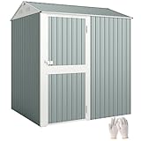 Outsunny Metall Gerätehaus 3,5 m², Hoher Abschließbar Geräteschuppen mit Sattedach Lüftungen Handschuhen, 209 x 177 x 236 cm, Garten Schuppen für Hinterhof Garten Hellgrau
