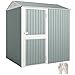 Outsunny Metall Gerätehaus 3,5 m², Hoher Abschließbar Geräteschuppen mit Sattedach Lüftungen Handschuhen, 209 x 177 x 236 cm, Garten Schuppen für Hinterhof Garten Hellgrau