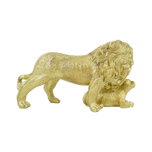 Estatua de León Dorado con Cachorro de 9 in miniatura 5