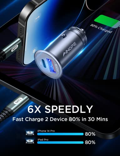[Apple Mfi Certified] Iphone Car Charger Fast Charging, Ainope 54W Fast Car Charger Iphone, [Mini&Metal] Usb C Car Charger Adapter Pd3.0&Qc3.0 Compatible With Iphone 14 Pro Max/14 Plus/13 Pro Max/12 #TOP4