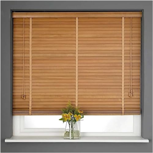 AviiSo Estor Enrollable translúcido Liso Persianas venecianas de PVC para ventanas, 50mm Persianas Horizontales Lamas Símil Madera para filtrado de luz y privacidad, Persianas para oscurecer la habita