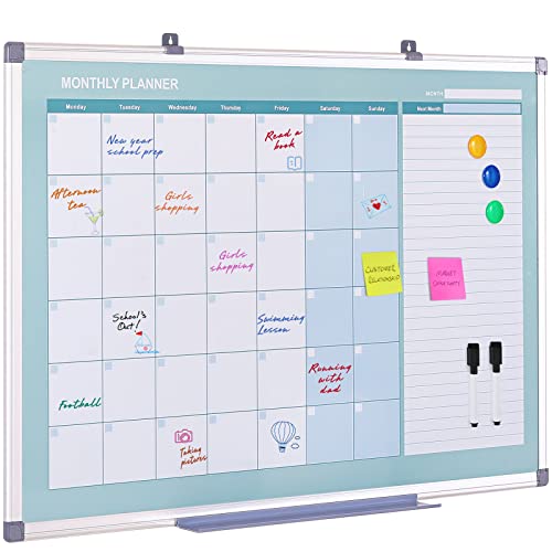 MAKELLO Pizarra magnética mensual de 36 x 24 pulgadas, tablero de borrado en seco, marco de aluminio montado en la pared, para la cocina del hogar Cover