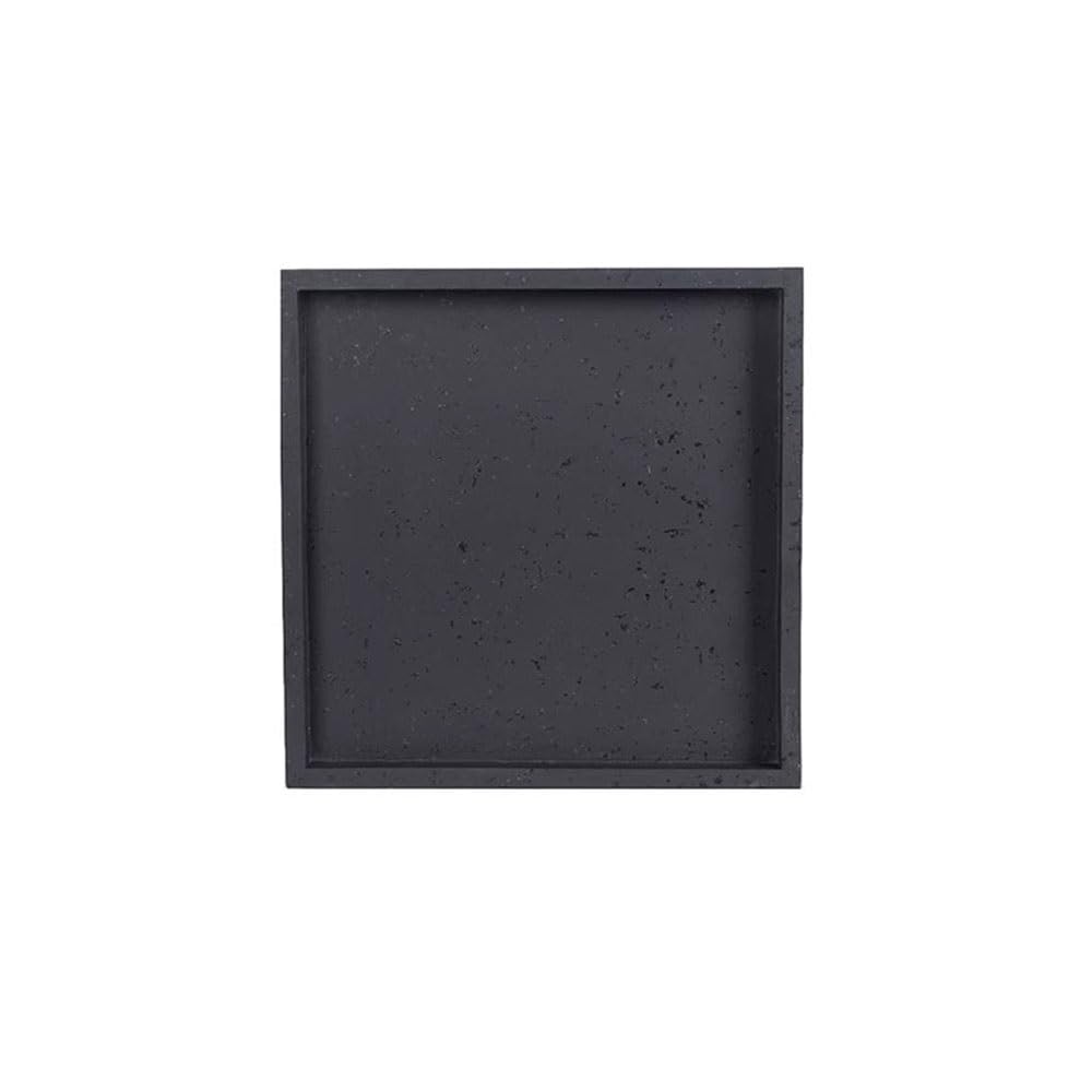 Prettiee plant dish saucer Plant watering Pallet Imitation Cement, Indoor Outdoor Square Planter Drip Trays (Black XS)