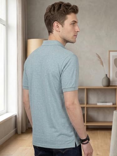 Image of Lux Cozi Men's Half Sleeve Soild Casual Regular Fit T-Shirt with Chest Pocket | Polo Tshirt for Men