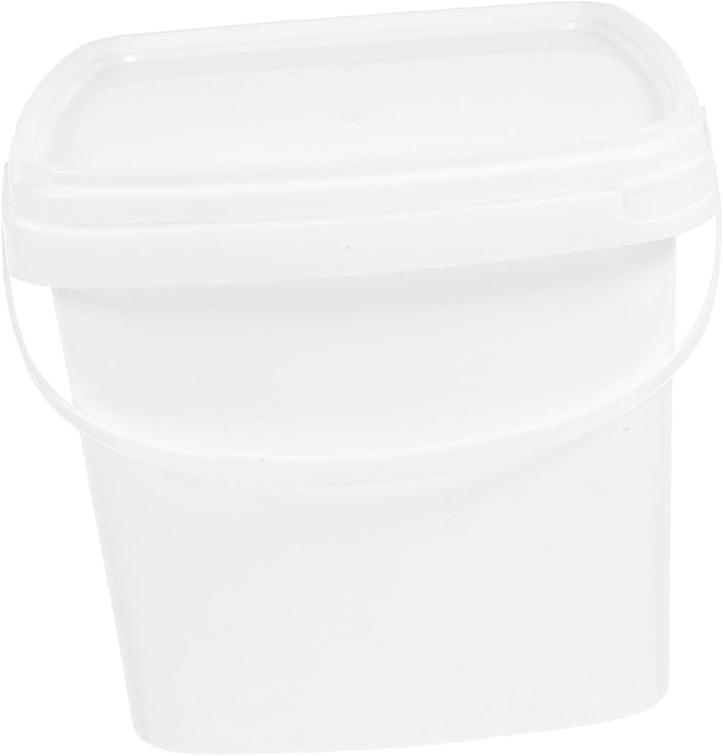 Small Plastic Bucket with Handle 1L Thickened Food-Grade Water Container for Cleaning and Farm Use Portable White Square Storage Pail