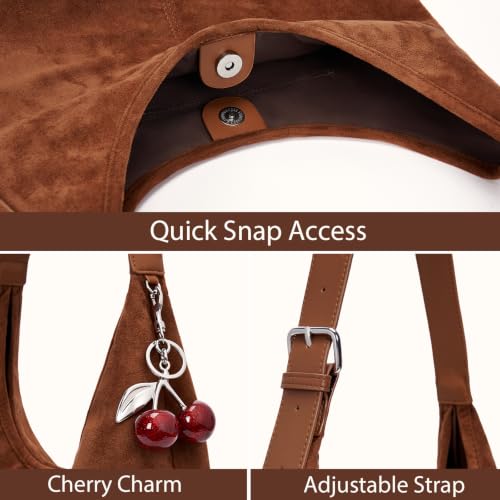 Image of Slouchy Suede Hobo Bag Brown Faux Suede Purse Large Fall Shoulder Bag