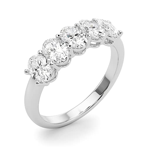 1 Carat & 2 Carat Oval Lab Grown 14K Diamond Five Stone Anniversary Band for Women (F-G/VS-SI)2