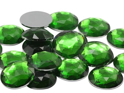 Allstarco 25mm (1") Green Peridot Round Acrylic Gems, 20 PCS