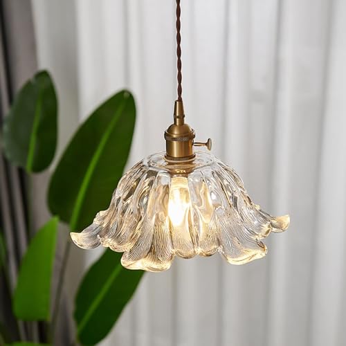 Lustre en verre et laiton pétale plafonnier élégant chambre