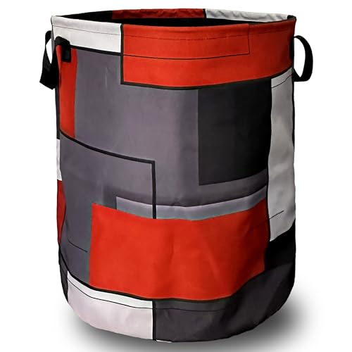 Selionlikn UW0128OOQJ03 Red Grey Geometry Laundry Basket Foldable cover