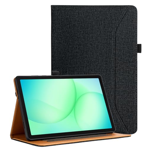 Vakarey Hülle für Samsung Galaxy Tab A11+/A11 Plus 5G 11 Zoll Stoßfeste PU Leder Intelligente Schutzhülle,Schwarz
