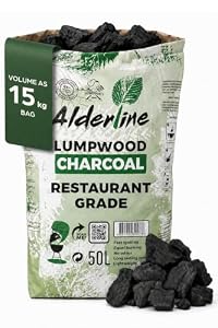 Alderline Lumpwood BBQ Charcoal, Premium Restaurant Grade Barbecue Coal 50L
