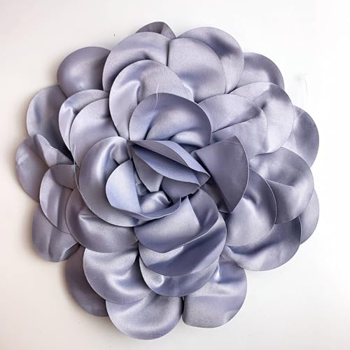 Image of Heyiwell Large Satin Fabric flower for Brooch Pin Wedding Party Dance Dress Suit Clothes Head Hair Accessories DIY Decor 9.45 inchInch