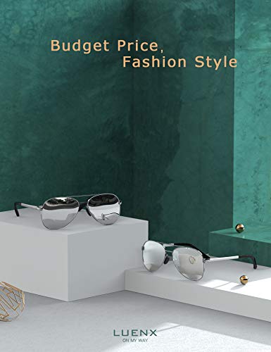 Luenx Aviator Sunglasses For Men Women Polarized - Mirrored Driving Uv 400 Protection(Silver) #TOP4