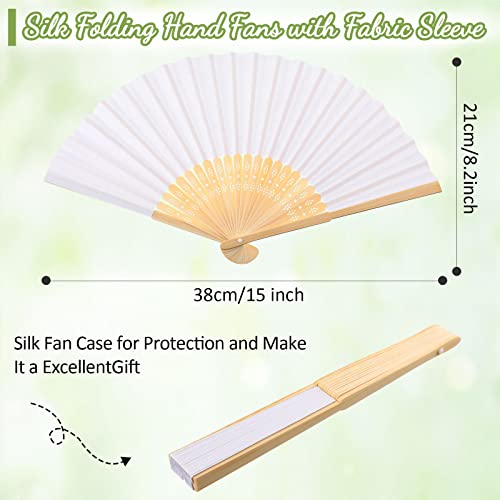 Qunclay 80 Pcs Paper Fans White Bamboo Hand Folding Fan Diy Handheld Blank Fans For Church Wedding Gift Party Favors With Gift Bags #TOP3