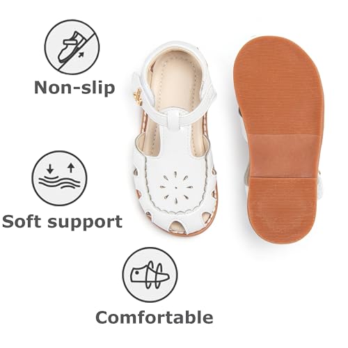 Image of THEE BRON Toddler Girls Closed-Toe Sandals Sweet Retro Cutout Summer Dress Shoes