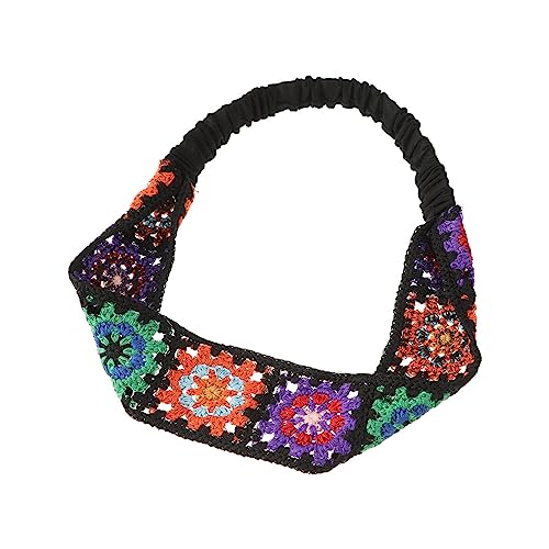 Diadema de ganchillo hueca con cuerda elástica para el pelo, turbante étnico con patrón de flores para niñas, accesorios para fotos, diademas bohemias para mujer, diademas bohemias para mujer, boda,