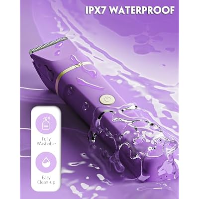 Bikini Trimmer for Women, Tiovara Painless Electric Razors Shaver IPX7 Waterproof Cordless Body Hair Trimmer Pubic Hair Removal with USB Charge Dock for Underarm Leg Arm Body Face Silk Skin (Purple)