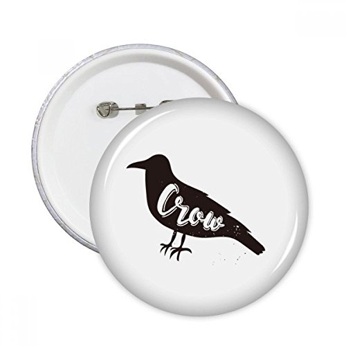 Badge bouton corbeau noir et blanc pour décoration de vêtements lot de 5