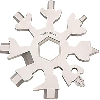 Amanely 19-in-1 Stainless Snowflake Multi-Tool, Outdoor Portable Keychain Screwdriver -Bottle Opener for Christmas