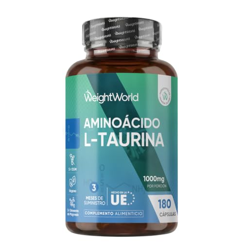 L-Taurina Cápsulas 1000mg, 180 unidades Para 3 Meses, Suplemento...