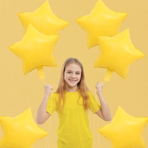 Image of ZHENGYE 18 Inch Yellow Star-Shaped Balloon Aluminum Foil Balloons Wedding Birthday Party Decoration(20 Pcs)