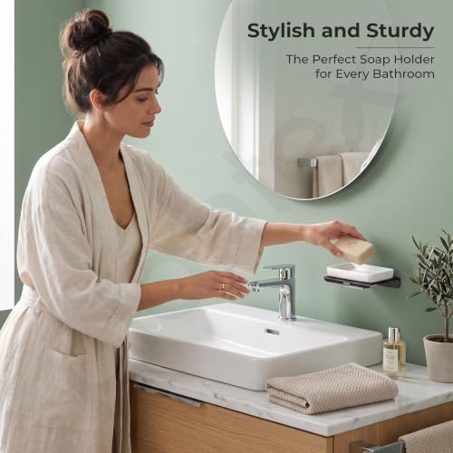 Image of Plantex Stainless Steel with ABS Material Soap Holder for Bathroom /Wall Mounted Soap Holder /Bathroom Accessories - (Matt Black)