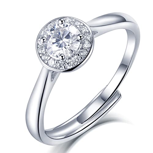 Bague en argent halo scintillant KnSam pour femme avec oxyde de zirconium rond