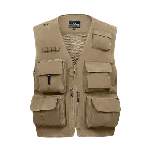 Image of Hbufnha Outdoor Fishing Hunting Vest Multi Pockets Work Cargo Jacket