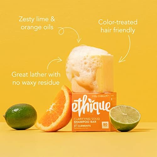 Ethique St Clements Solid Hair Shampoo Bar for Oily Hair (110g/3.88oz) Vegan, Compostable, Biodegradable, Plant based