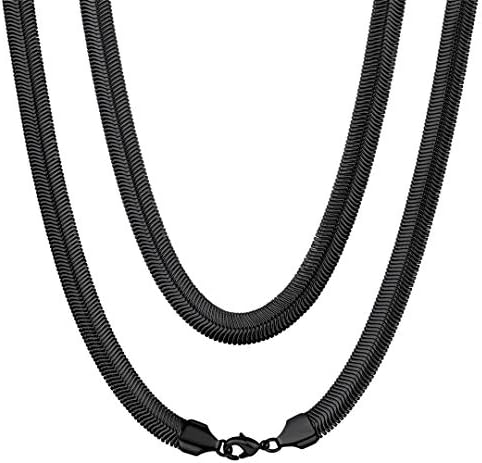 ChainsHouse 8mm Snake Chain Necklace Stainless Steel Herringbone Necklace for Men Women