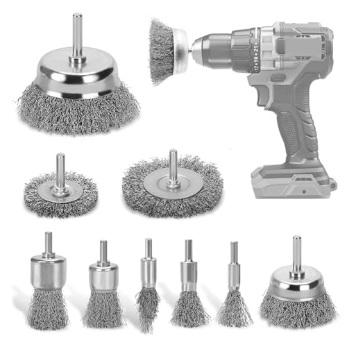 Pmueuff Drahtbürste Bohrmaschine, 9-teiliges Drahtbürste Set für Bohrmaschine Drahtbürsten & Topfbürsten-Set, 1/4 Zoll-Schaft Drahtbürstenaufsatz Messingbürste zum Entfernen von Rost, Korrosion, Farbe Pmueuff Drahtbürste Bohrmaschine, 9-teiliges Drahtbürste Set für Bohrmaschine Drahtbürsten & Topfbürsten-Set, 1/4 Zoll-Schaft Drahtbürstenaufsatz Messingbürste zum Entfernen von Rost, Korrosion, Farbe