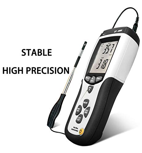 NEWTRY Digital Anemometer Thermosensitive Wind Speed Meter Sensor Portable Wind Gauges Air Flow Velocity Thermometer for Measuring Wind Speed Temperature Volume with Backlight DT8880