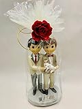 * Medida ( altura ): 20cm Figura boda gay tarta novios chicos PERSONALIZADA con nombres y fecha