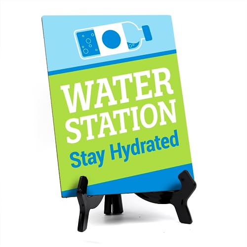Signs ByLITA Water Station: Stay Hydrated Table Sign with Acrylic...
