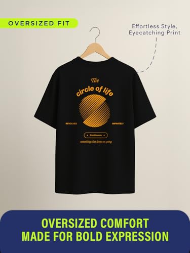 Image of NOBERO Men's Cotton Graphic Print Oversized Fit T-Shirt