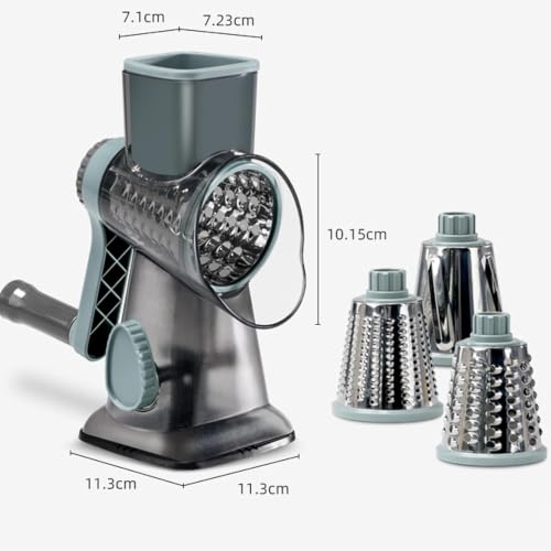 Eleko Meyar Cheese Grater with Handle, Multifunctional Manual Rotary Cheese Grater - Cheese Shredder Easily Chop Carrots, Potatoes, Vegetables and Fruits and Easy to Clean (Blue) — view 3