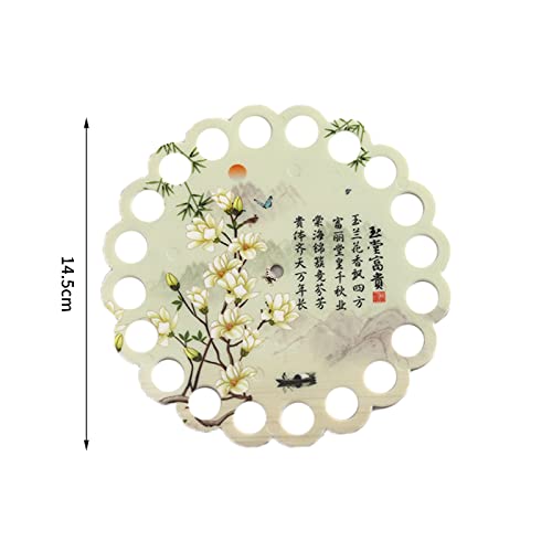 5Pcs Rround Embroidery Floss Card Floral Pattern Cross Stitch Thread Organizer Embroidery Thread Storage Holder Sewing Accessory (Multicolor) #TOP1
