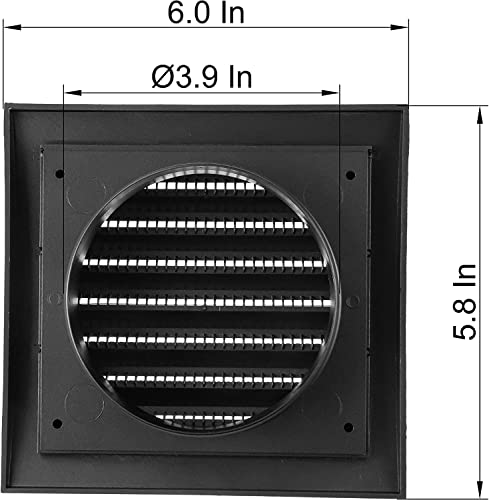 Vent Systems 4'' Inch Anthracite Air Vent Cover And Louvered Bathroom Exhaust Vent, Black Dryer Vent Cover Keeps Out Insects, Birds And Rodents #TOP5