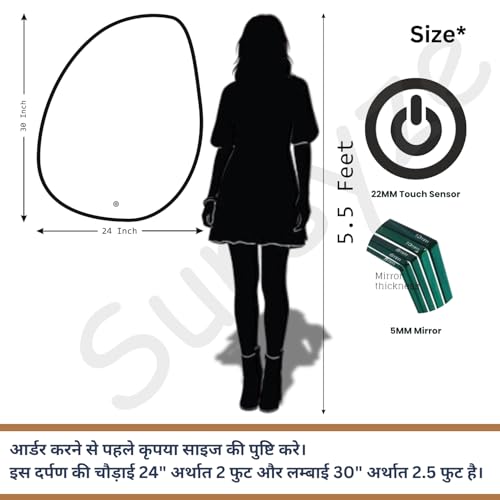 Image of Sunsyze Led Mirror for Bathroom| Mirror with Light Options (Warm,White and Natural) | Wall Mount Backlit Mirror in Unique Shape 24x30 inch