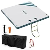 GarveeLife Inflatable Floating Dock Air Dock Platform Floating Island Raft with Rope Ladder Non-Slip Surface Swimming Water Platform for Pool Beach Ocean