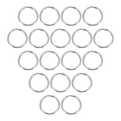 QUARKZMAN Anneaux Porte Clé Brisées 1.2mm Épais 18mm OD 30Pcs Anneau de Jonction Ouvert en Acier Inoxydable 304, Boucle Porte-Clés Solide pour Clés de Voiture