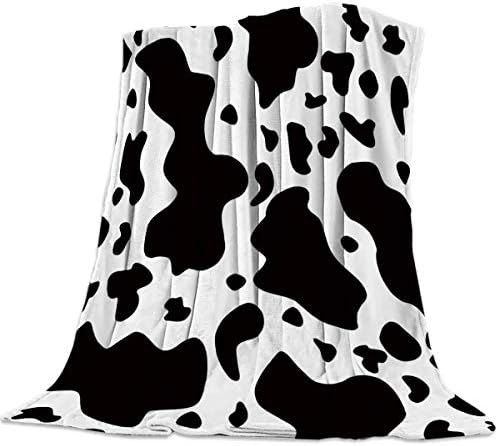GreaBen Super Soft Bed Blanket Flannel Fleece Throw-Blankets for Women Men,Graffiti Cow's Spot Black and White,Twin Size Blankets for Bedroom Living Room Bed Sofa Couch,39x49inch
