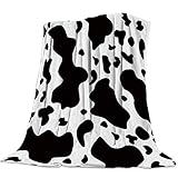 Singingin Super Soft Cozy Bed Fleece Blanket Throw Black and White Graffiti Dairy Cows Spots 39×49in