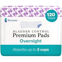Because Incontinence Pads for Women - Extra Heavy Absorbency, Overnight Postpartum Incontinence Liners, 12hr Nighttime Leak-Free Protection, 6 Packs of 20 Count 120 Total