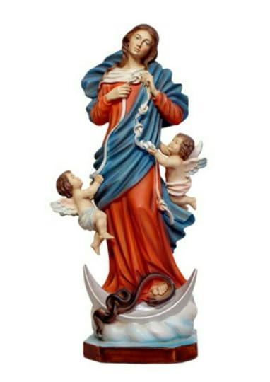 Generico ArteSacraCaravaggio Statua della Madonna Maria che scioglie i nodi, in resina cm 40 (15,74 inches), per interni ed esterni, decorata a mano, produzione artigianale italiana