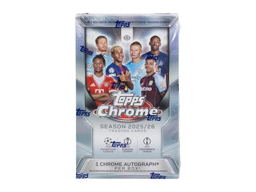 2025/26 Topps Chrome UEFA Club Soccer Hobby Box (20 packs)