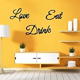 YIYA 3 PCS Love Drink Eat Wall Decor, Metal Wall Art Sign Metal Kitchen Signs Wall Decor Metal Words