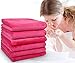 VIVOTE Microfiber Face Cloths Reusable Makeup Remover Cloth Ultra Soft Washcloths for Women 12Inch X 12Inch (6 Pack, Dark Pink)