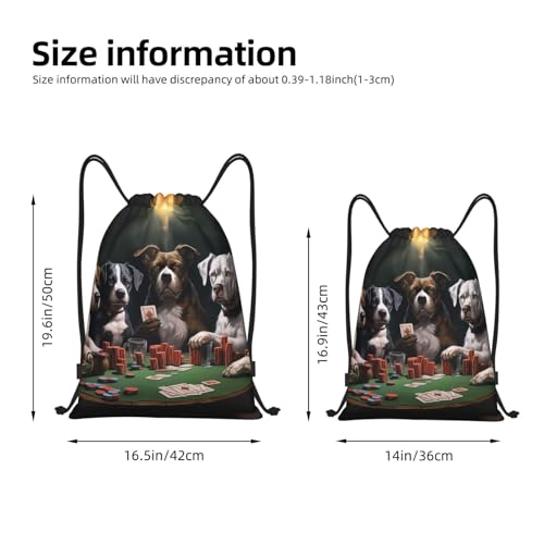 Playing Poker Dogs Drawstring Backpack Lightweight Draw String Bag Cinch Bags Waterproof Gym Bag for Men Women Swim Bag Medium4